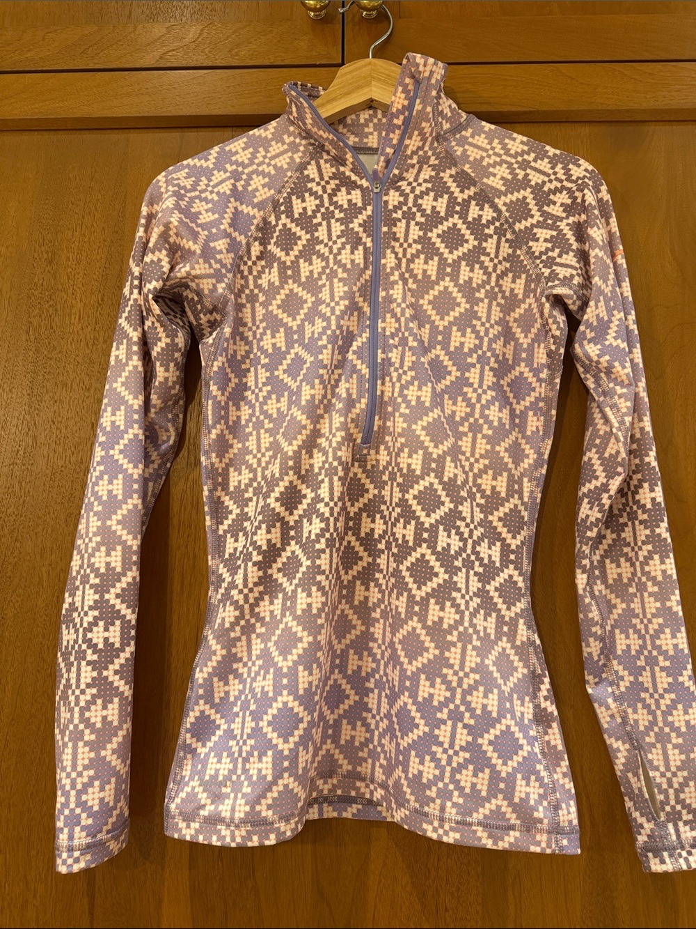 Nike Pro Dri-fit quarter zip Sports Top in Pink and Lavender Geometric Print